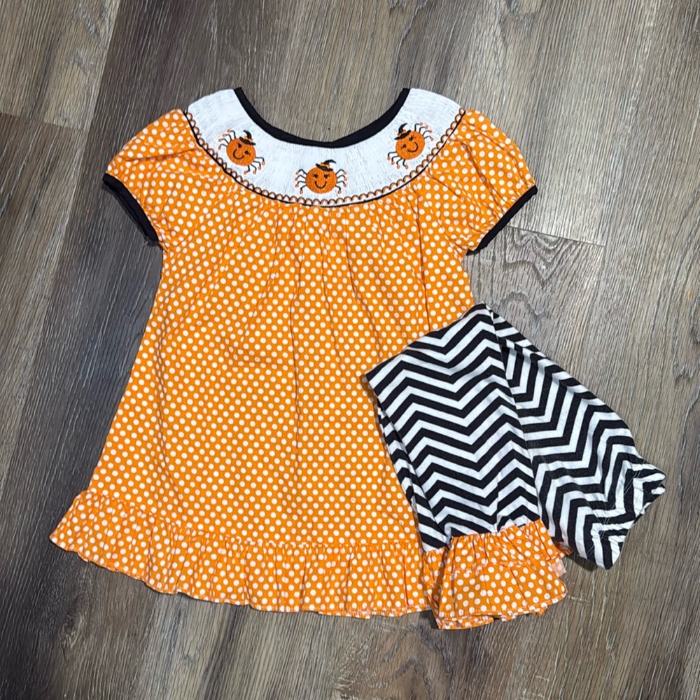 Halloween Spider Smocked 2 Piece Set
